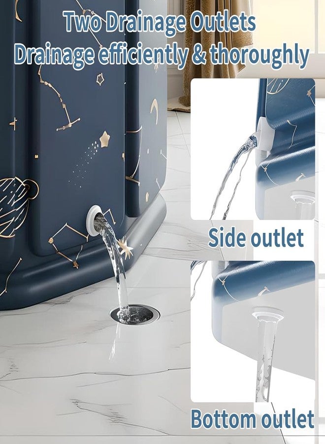 Yopple Foldable Bath Tub for Bathroom SPA Tub for Home Use with Drainage Hole For Adults And Kids Maintains Hot & Cold Water Thickened Insulated Ice Bath Tub for Adults (Blue Galexy Round) - Image 4